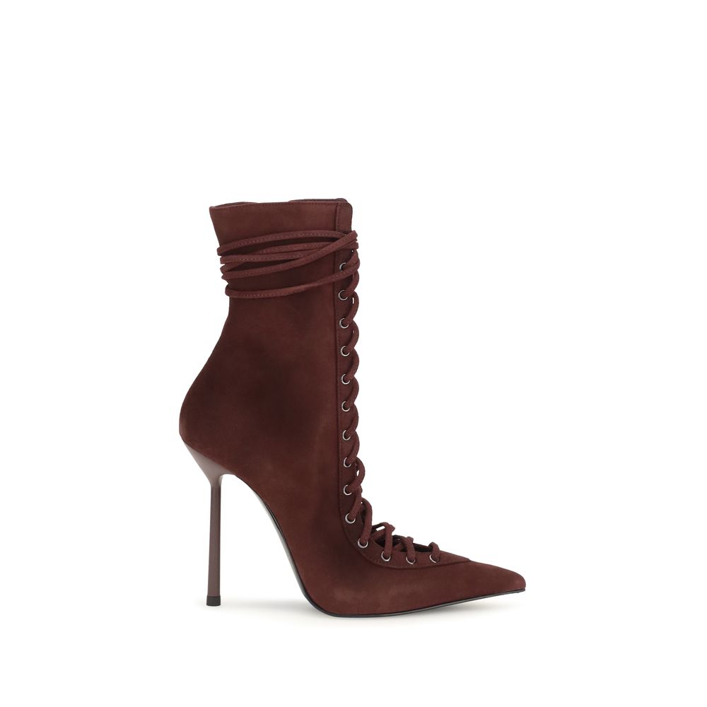 LE SILLA Colette Lace-Up Leather Stiletto Heel Boots - Mocha Brown