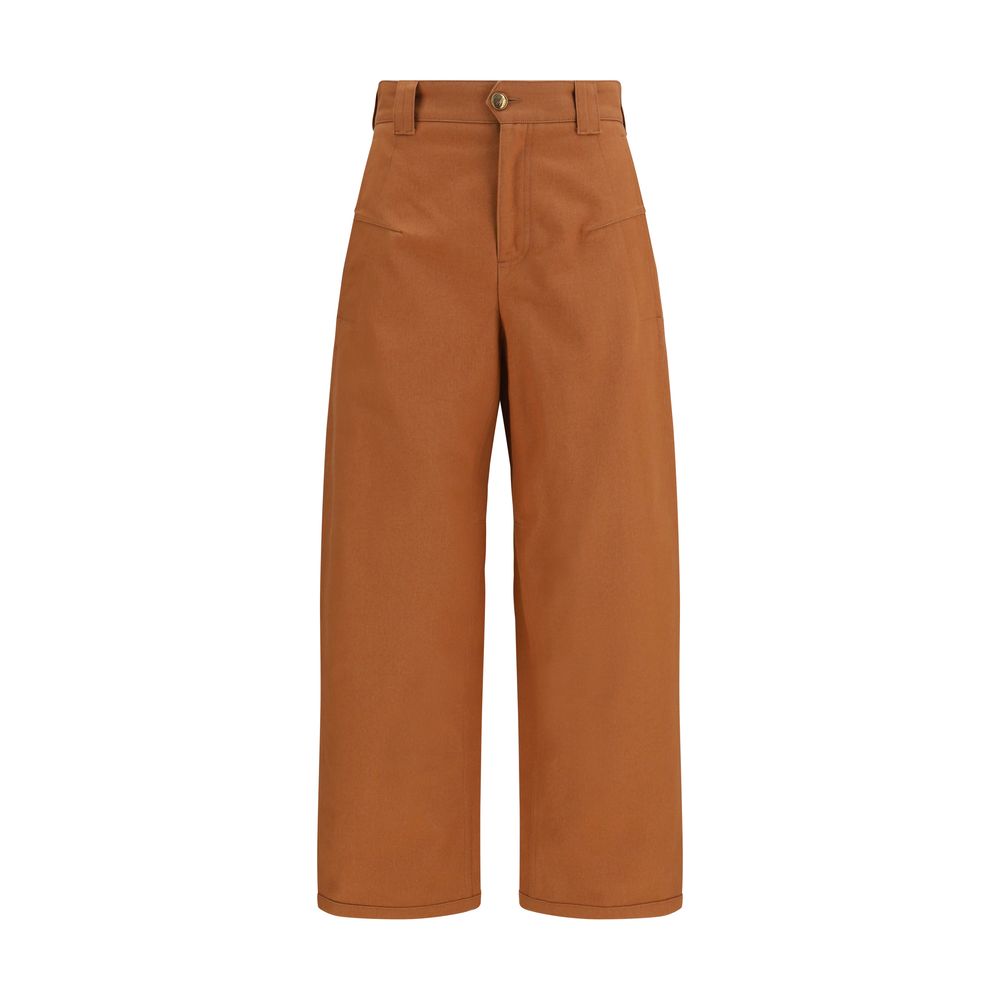 Chloé Cotton Barrel-Leg Pants - Burnt Orange