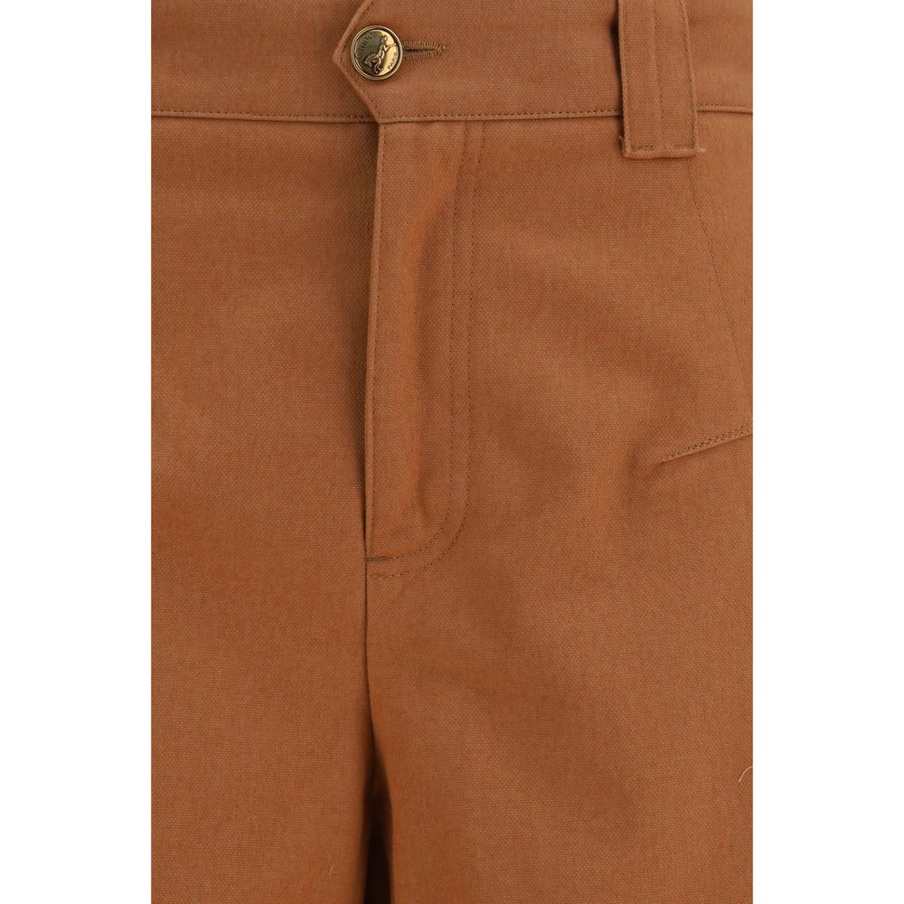 Chloé Cotton Barrel-Leg Pants - Burnt Orange