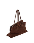 The Attico La Passeggiata Suede Leather Medium Top Handle Handbag - Choc Brown