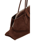 The Attico La Passeggiata Suede Leather Medium Top Handle Handbag - Choc Brown