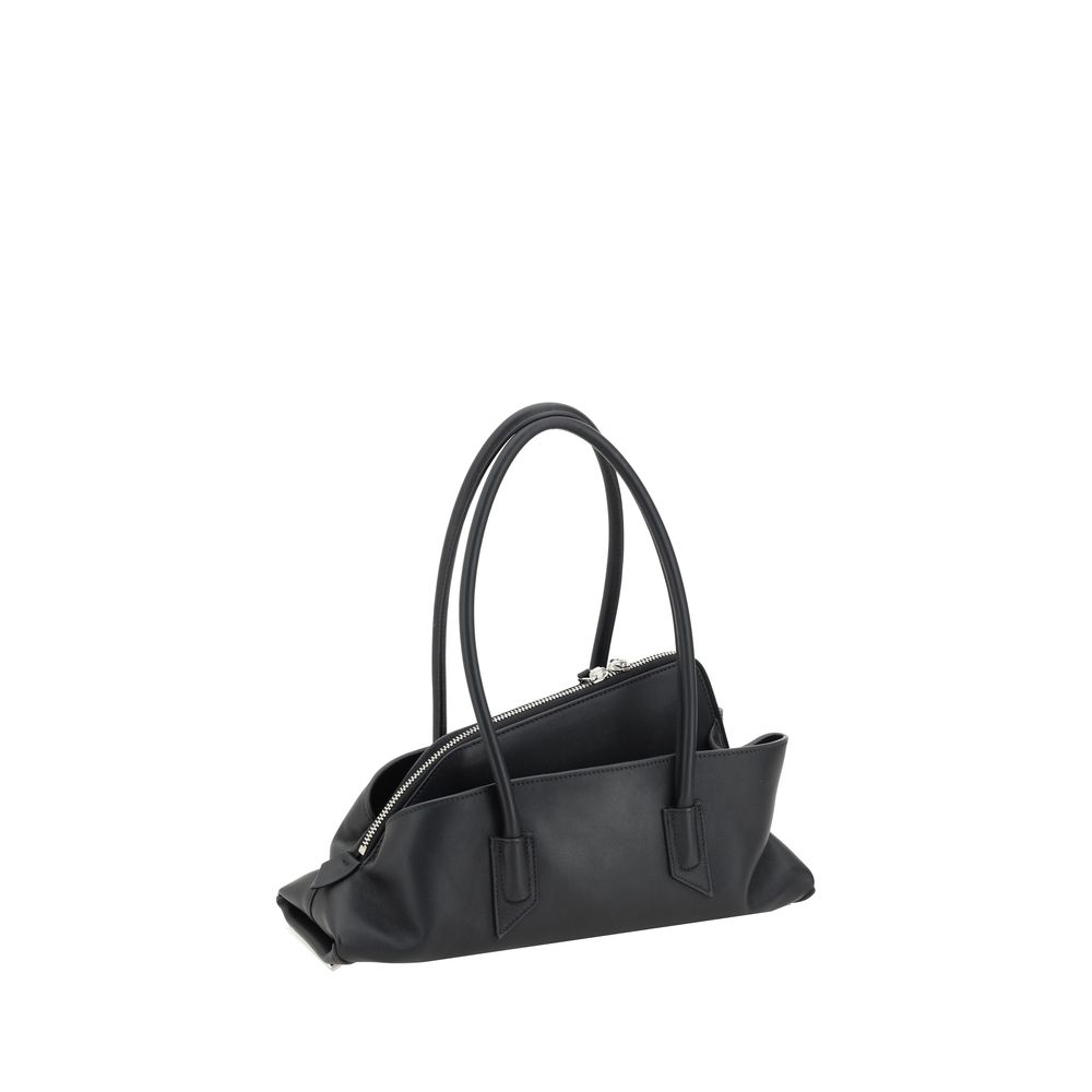 The Attico La Passeggiata Leather Small Top Handle Handbag - Black
