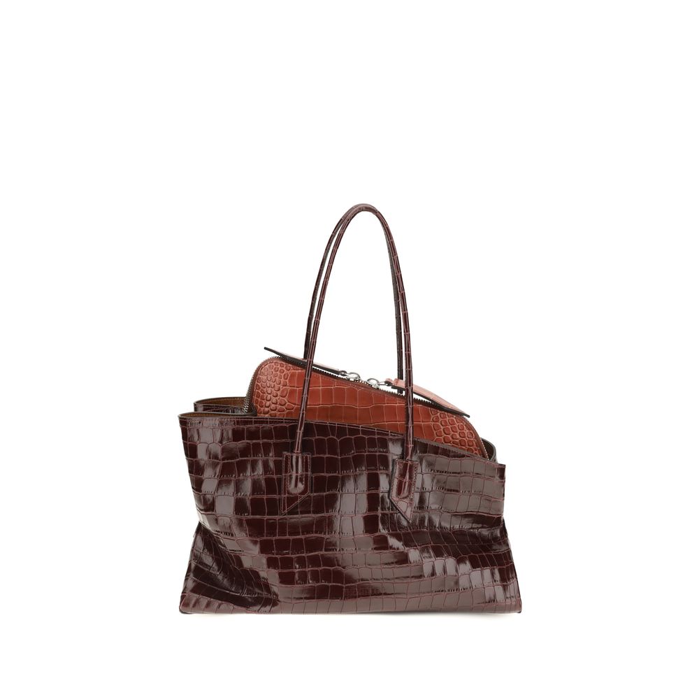 The Attico La Passeggiata Croc Embossed Leather Medium Top Handle Handbag - Two-Tone