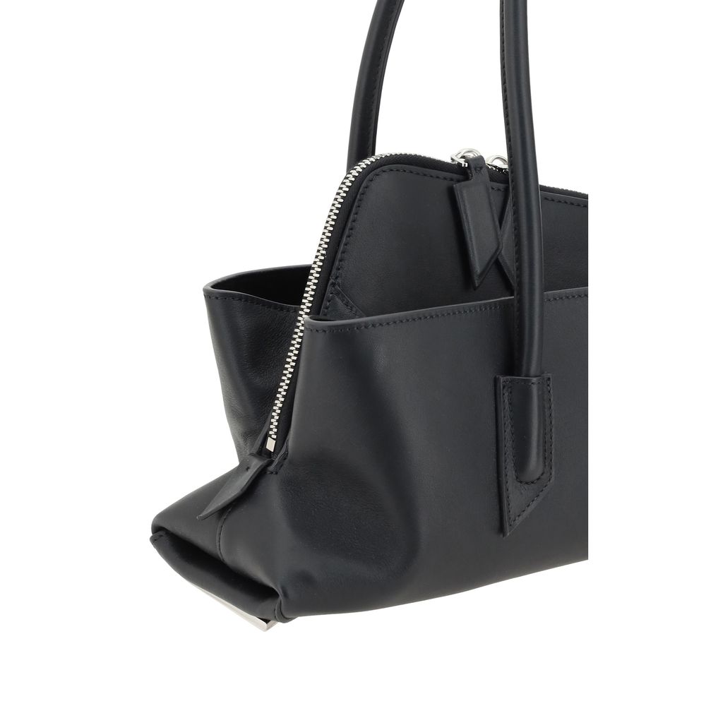 The Attico La Passeggiata Leather Small Top Handle Handbag - Black
