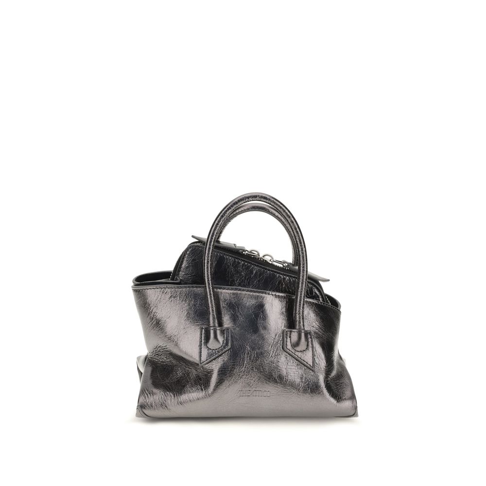 The Attico La Passeggiata Leather Mini Top Handle Handbag - Pewter Gray/Grey