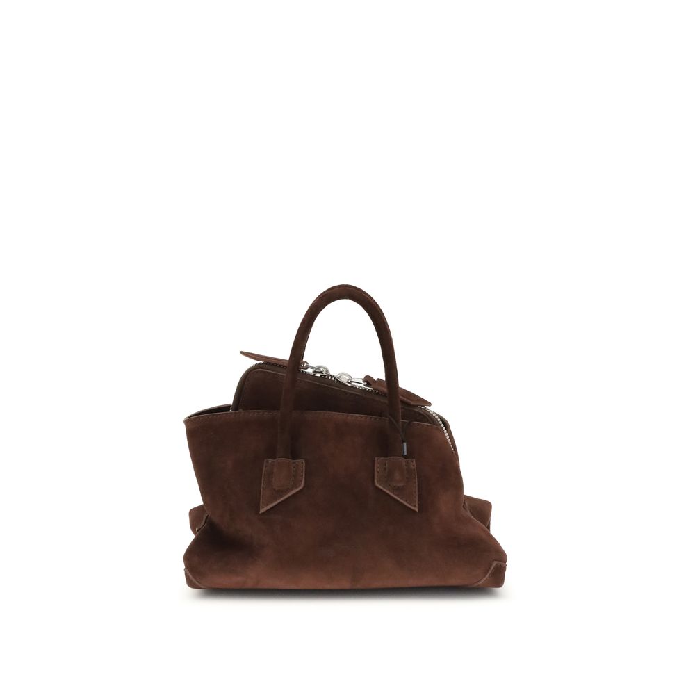 The Attico La Passeggiata Suede Leather Mini Top Handle Handbag - Choc Brown