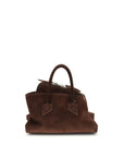 The Attico La Passeggiata Suede Leather Mini Top Handle Handbag - Choc Brown