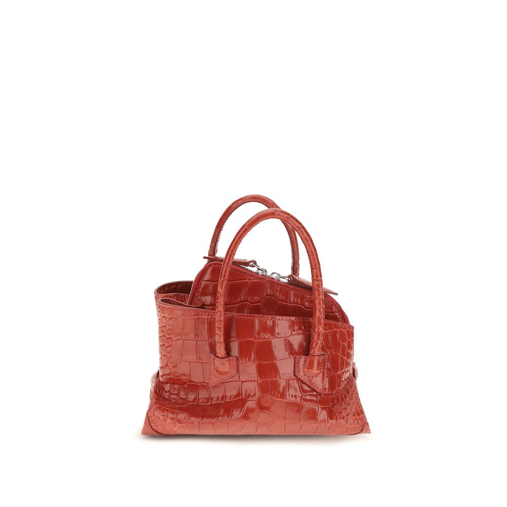 The Attico La Passeggiata Croc Embossed Leather Top Handle Mini Handbag - Red