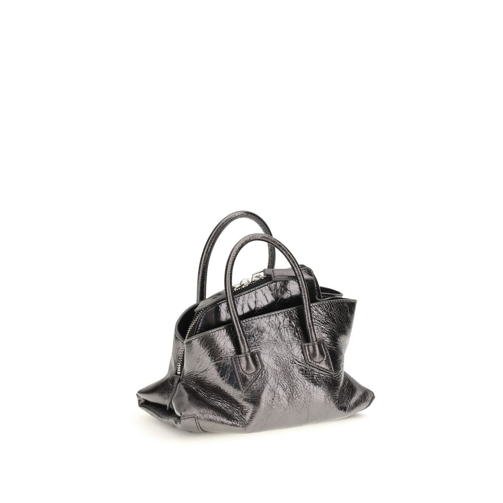 The Attico La Passeggiata Leather Mini Top Handle Handbag - Pewter Gray/Grey