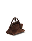 The Attico La Passeggiata Suede Leather Mini Top Handle Handbag - Chocolate Brown