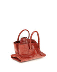 The Attico La Passeggiata Croc Embossed Leather Top Handle Mini Handbag - Red