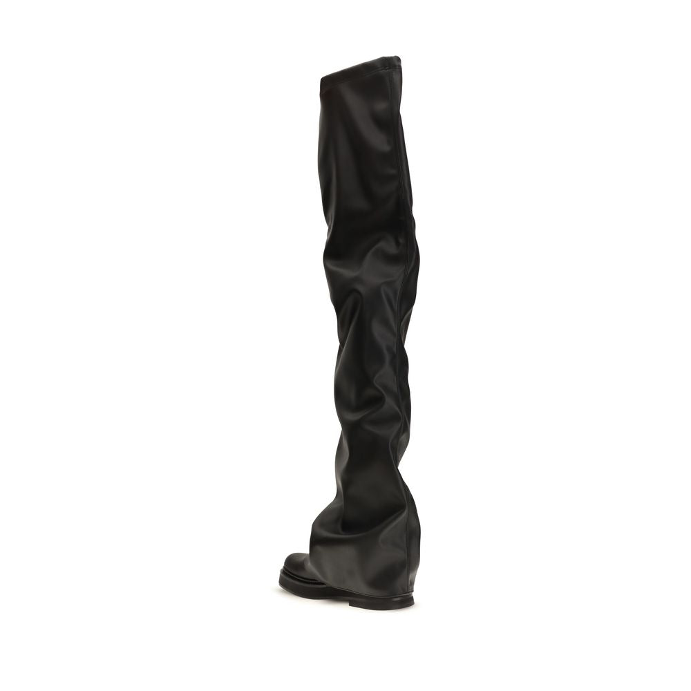 The Attico Robin Over The Knee Platform Boots - Black
