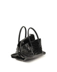 The Attico La Passeggiata Croc Embossed Leather Mini  Top Handle Handbag - Black