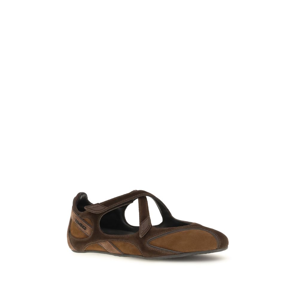The Attico Nomad Leather Ballet Flats - Brown