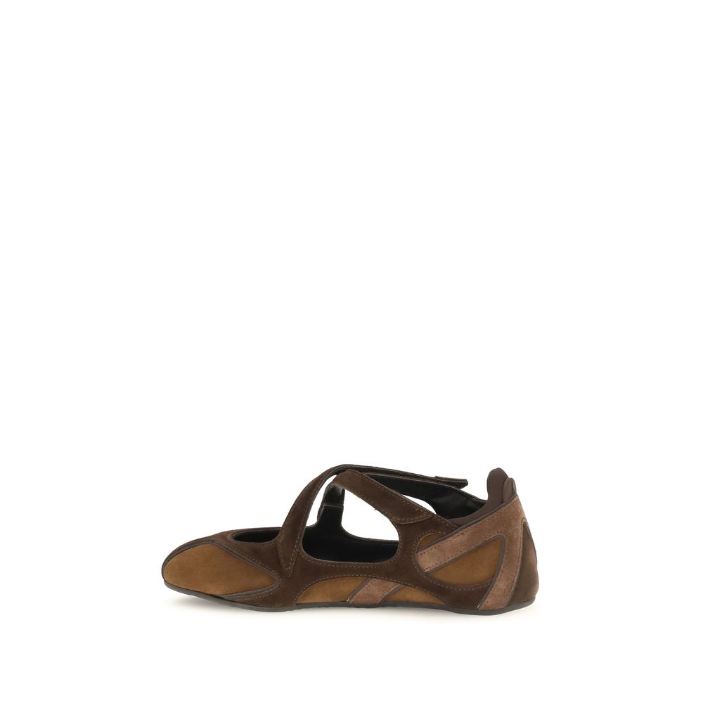 The Attico Nomad Leather Ballet Flats - Brown