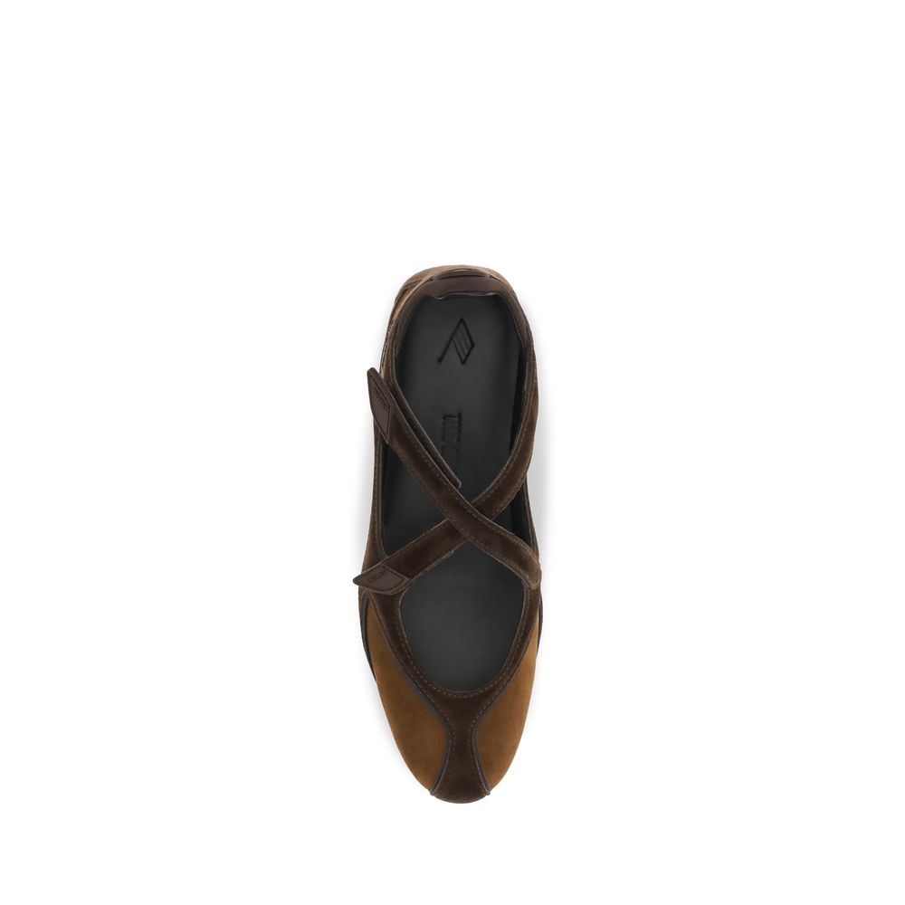 The Attico Nomad Leather Ballet Flats - Brown