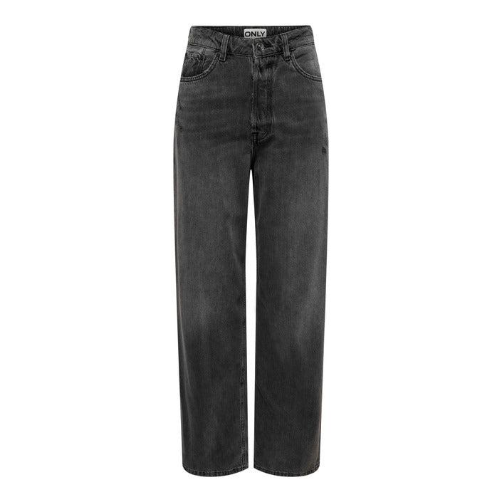 Only Logo High Waist Wide Leg Fit Baggy Dark Grey Jeans