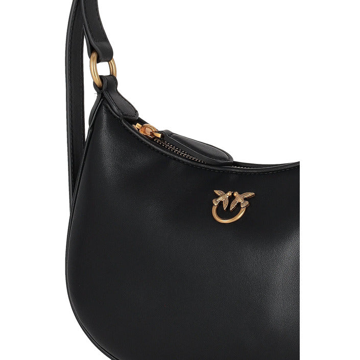 Pinko Logo Genuine Leather Crescent Shoulder Bag