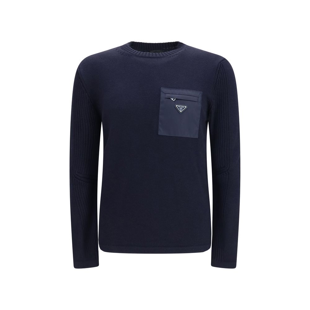 Prada Wool Chest Pocket Sweater - Blue