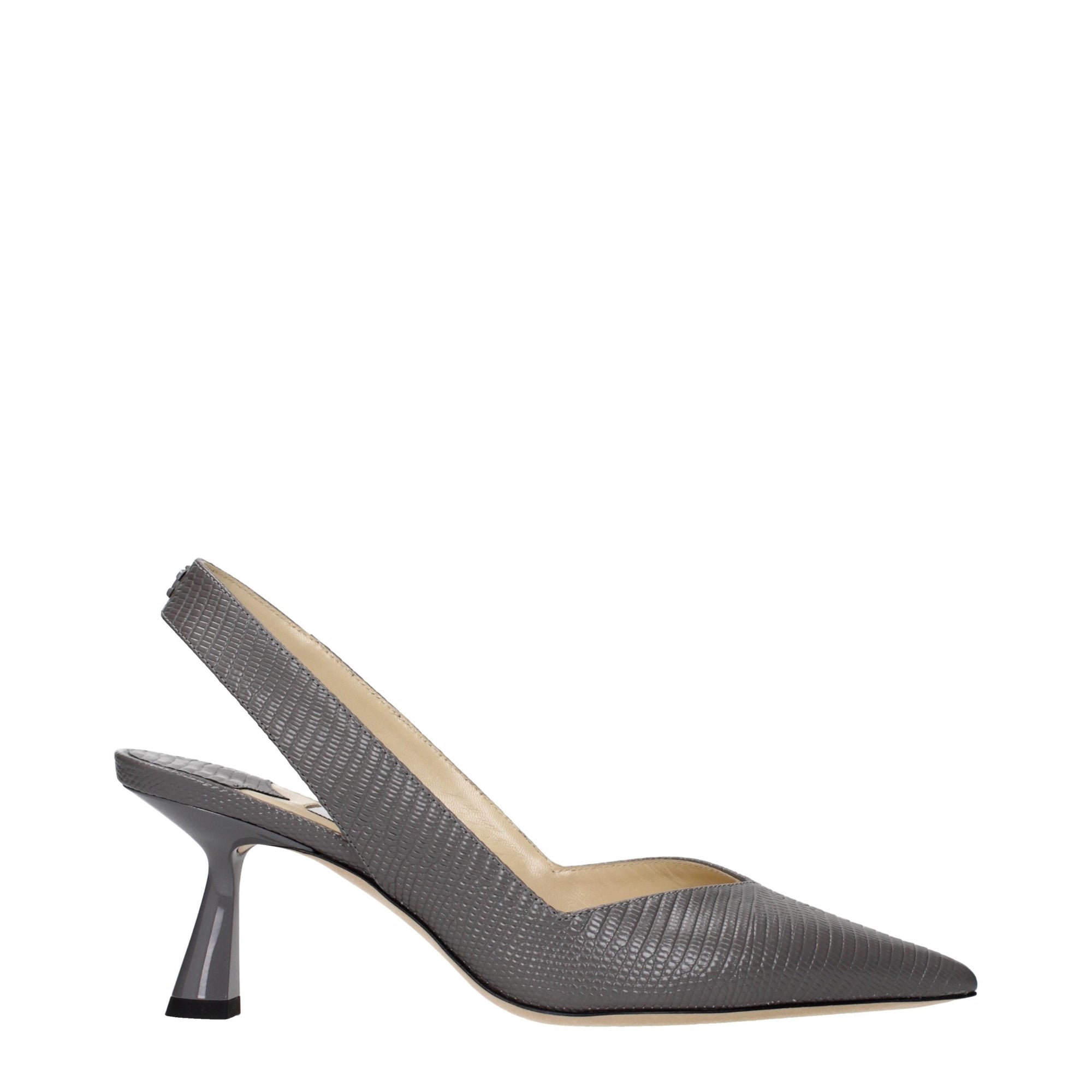 Jimmy Choo Liya 65 Leather High Heel Slingback Pumps - Gray/Grey