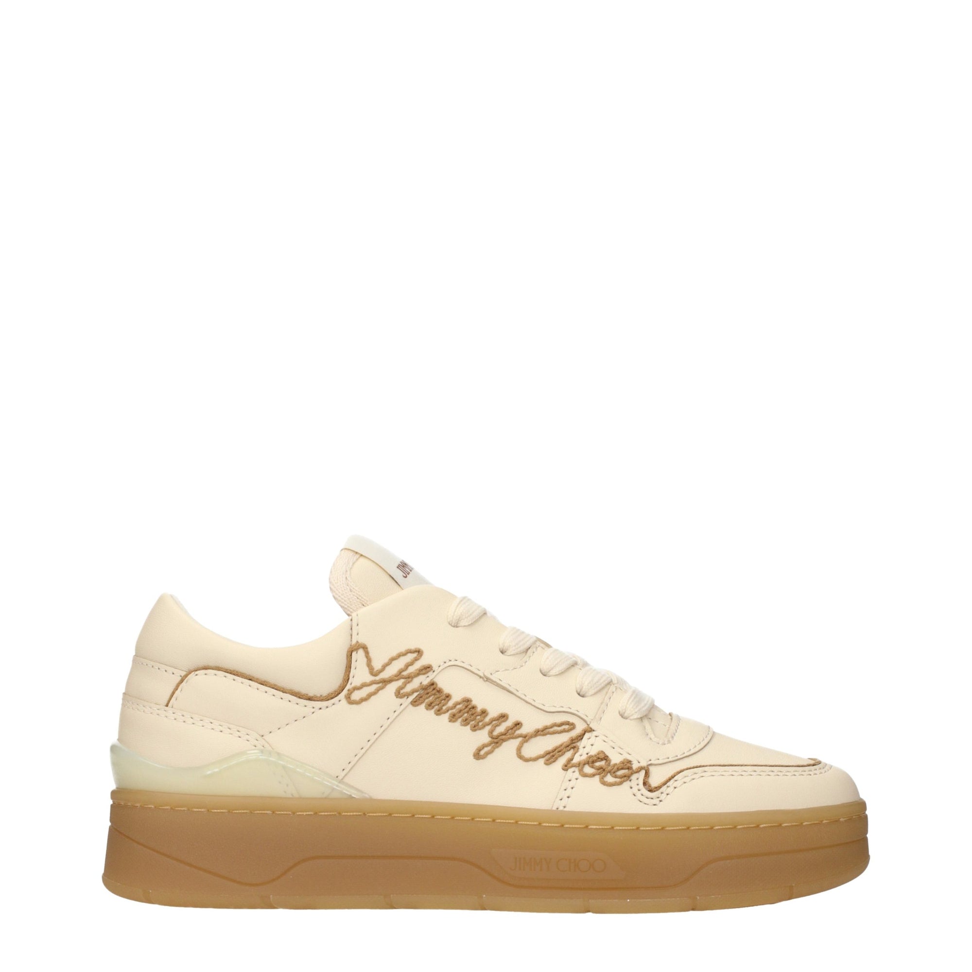 Jimmy Choo Florent Leather Low Top Sneakers - Beige/Ivory