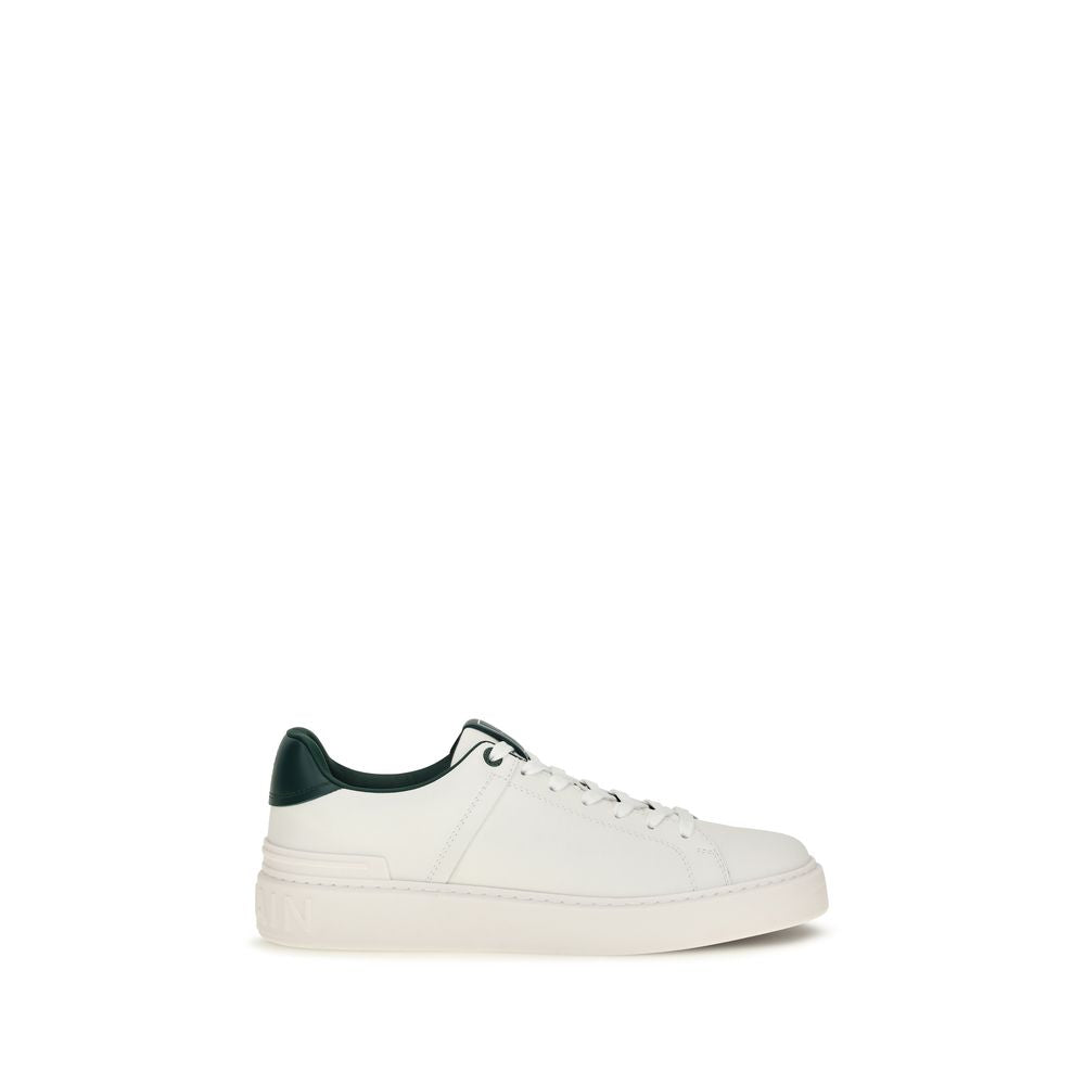 Balmain B-Court Leather Sneakers - White &amp; Green