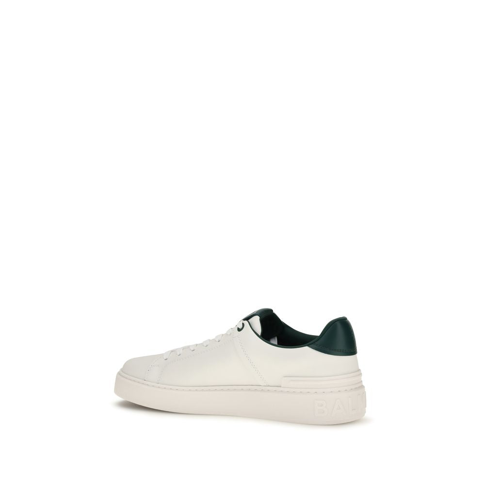 Balmain B-Court Leather Sneakers - White &amp; Green