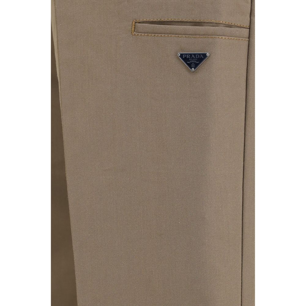 Prada Wide-Leg Tailored Pants - Warm Beige