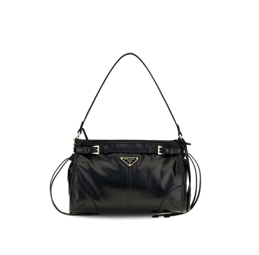 Prada Leather Mini Bonnie Hobo Bag - Black