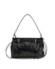 Prada Leather Mini Bonnie Hobo Bag - Black
