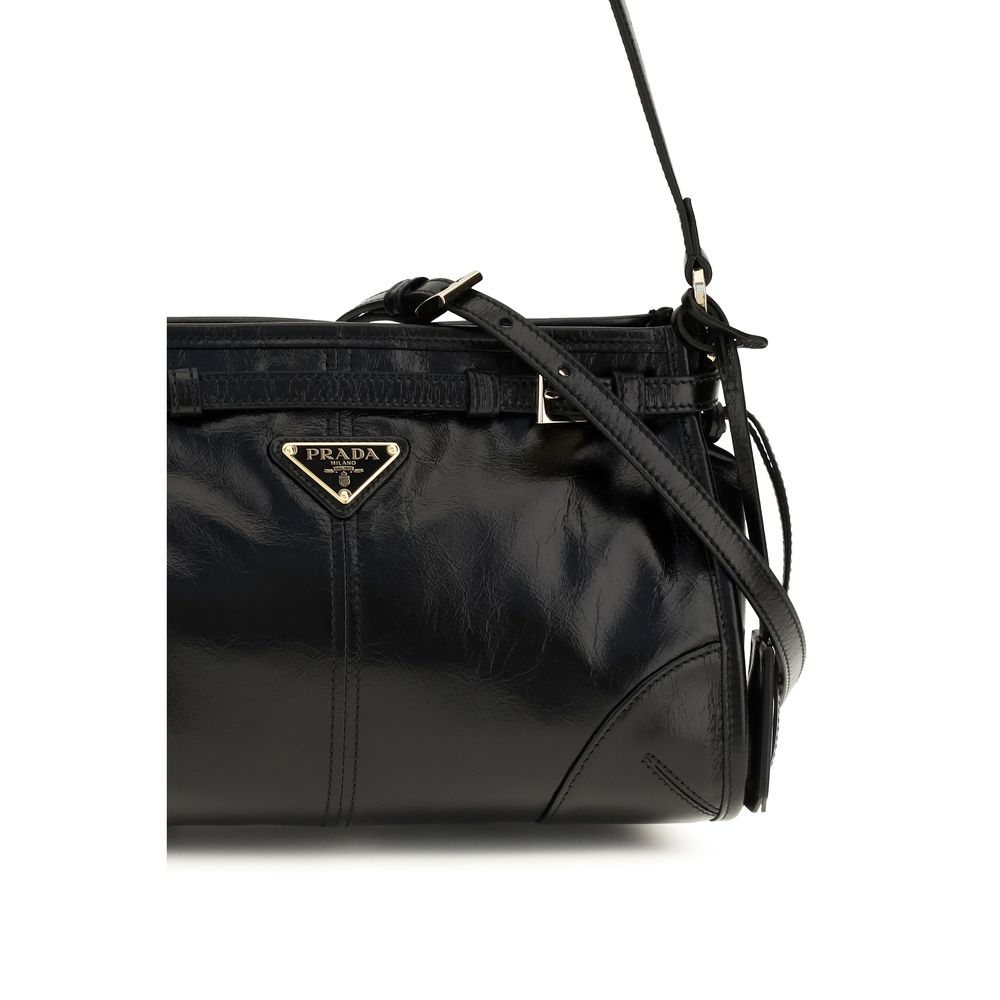Prada Leather Mini Bonnie Hobo Bag - Black