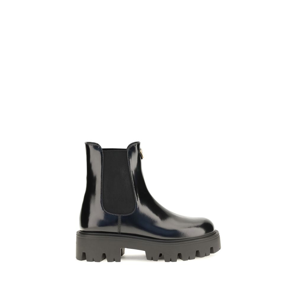 Prada Leather Chelsea Boots - Black