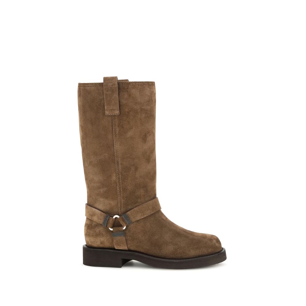 Brunello Cucinell The Suede Boots Mid-Calf - Brown