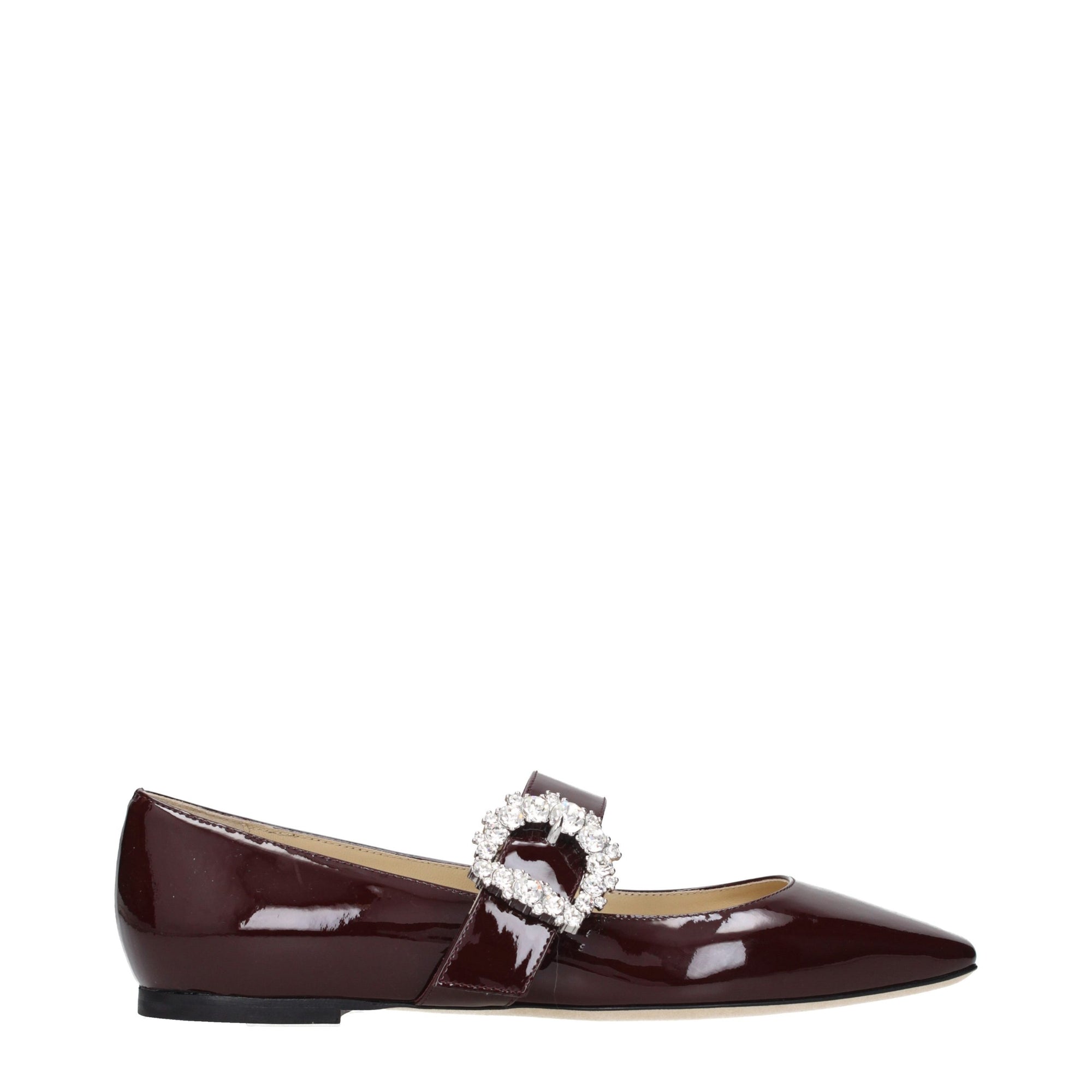 Jimmy Choo Cheri Leather Mary Jane Ballet Flats - Burgundy