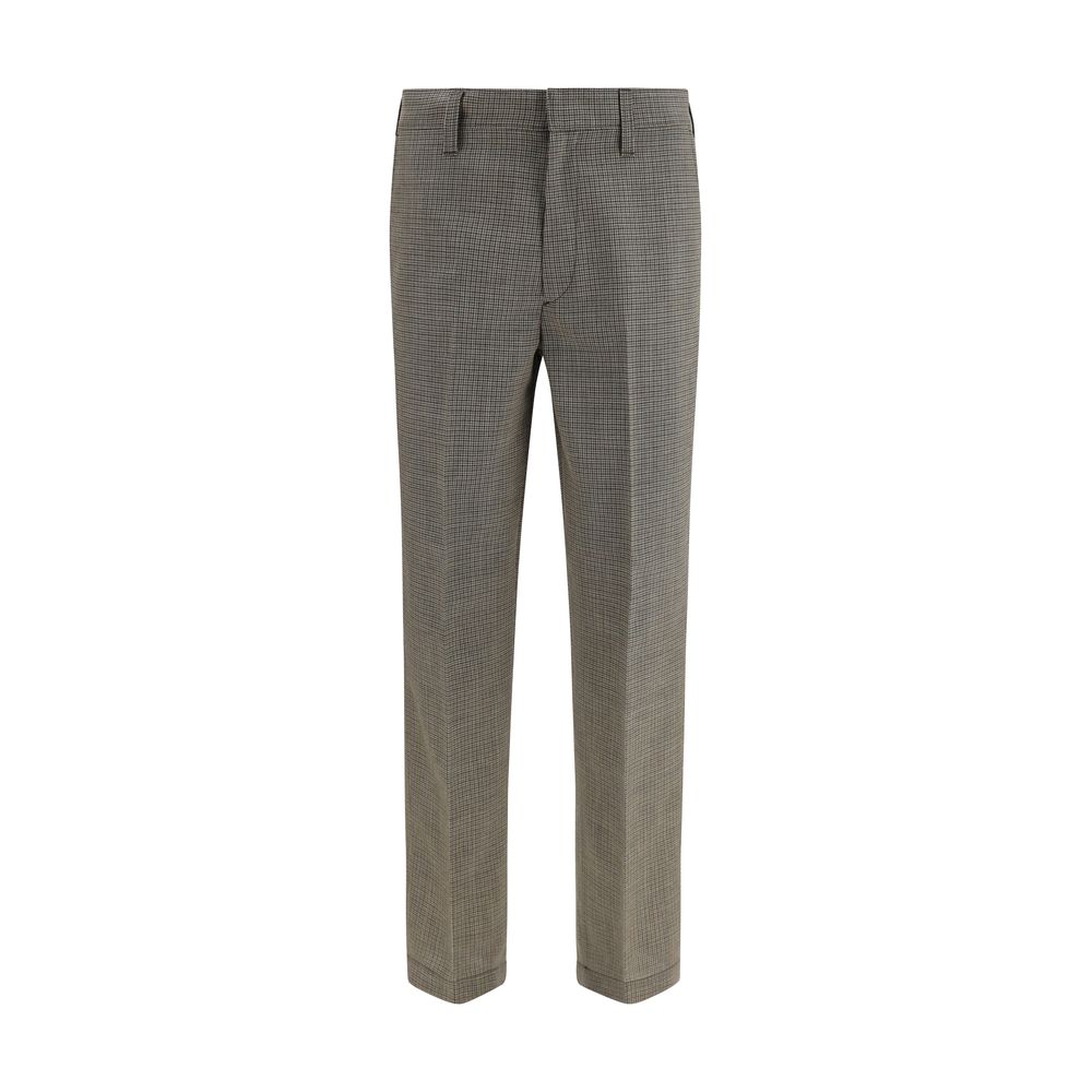 Prada Wool Checked Tailored Suit Pants - Brown