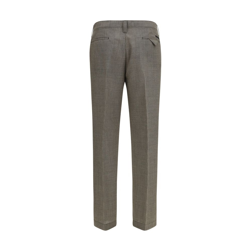Prada Wool Checked Tailored Suit Pants - Brown