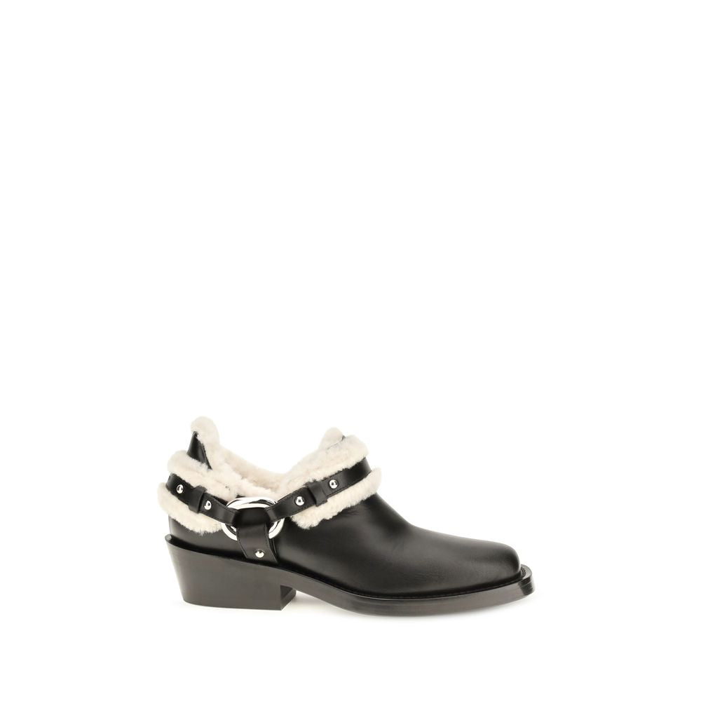 Rabanne Leather Biker Ankle Boots - Black
