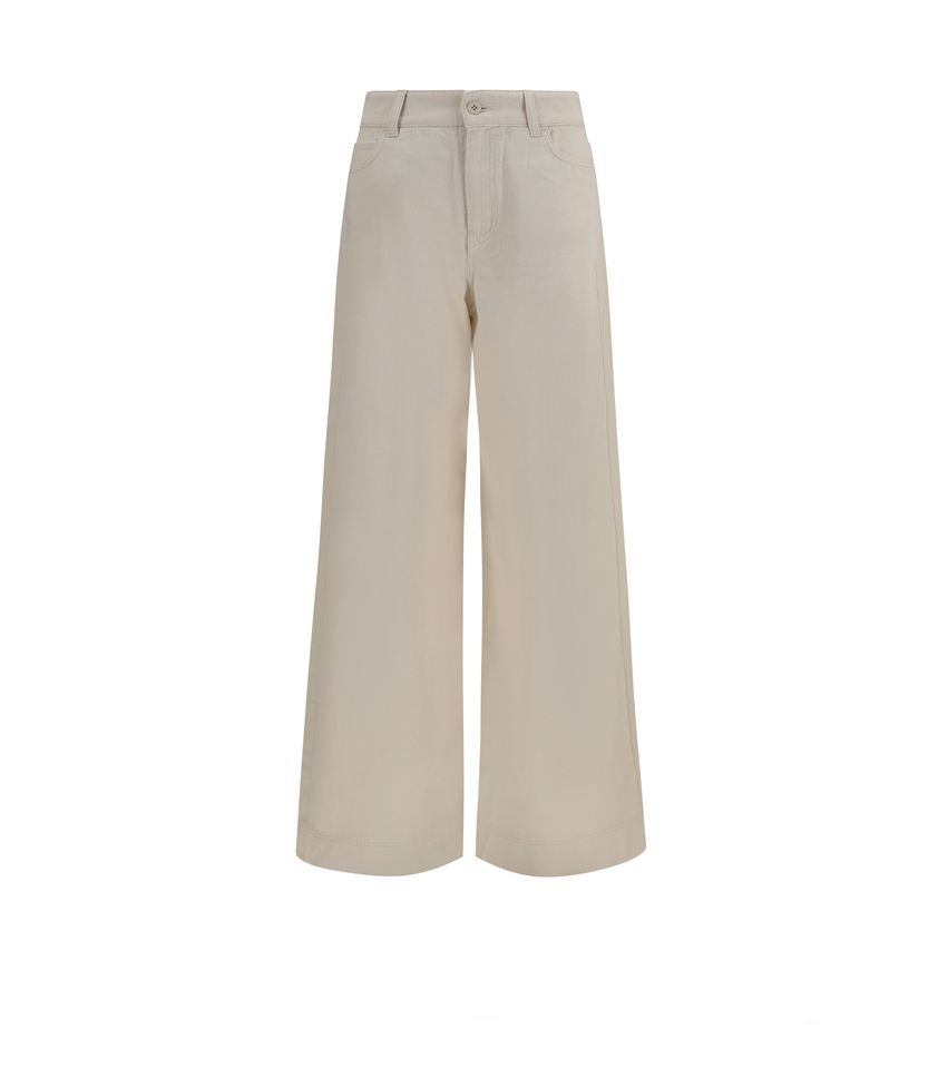 Max Mara Cotton Wide Leg Pants - Cool Beige