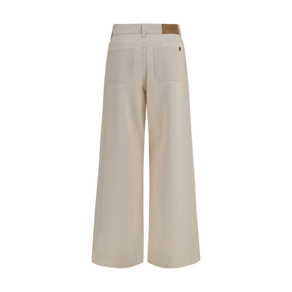 Max Mara Cotton Wide Leg Pants - Cool Beige