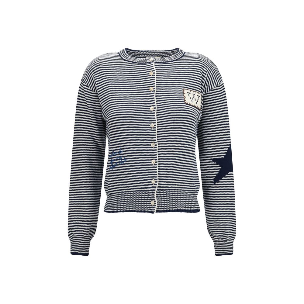 Max Mara Intarsia Cotton Knit Cardigan - Blue