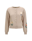 Max Mara Intarsia Cotton Knit Cardigan - Beige