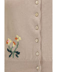 Max Mara Intarsia Cotton Knit Cardigan - Beige