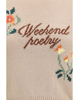 Max Mara Embroidered Short Sleeve Cotton Knit Top - Beige