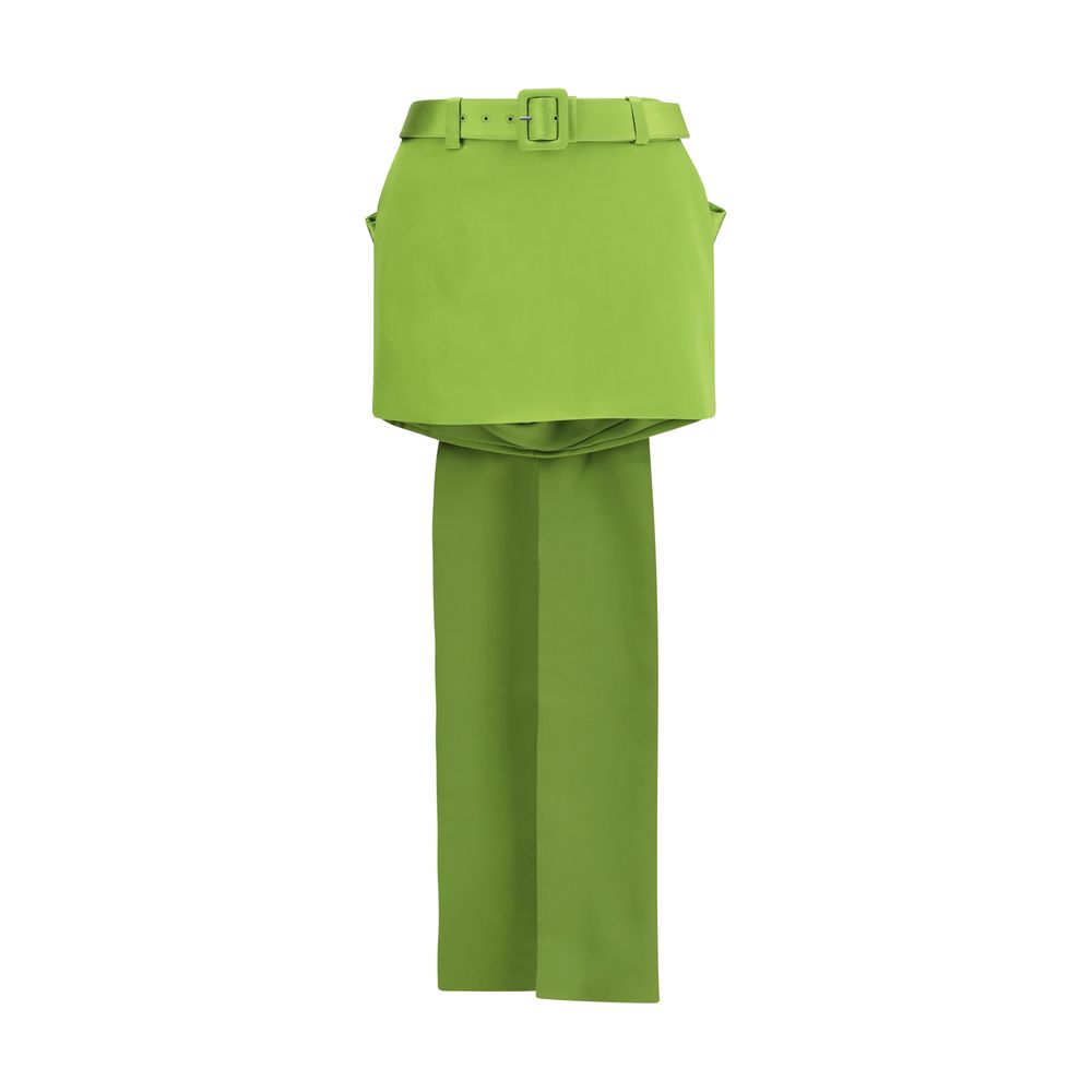Self-Portrait Satin Bow Mini Skort - Green