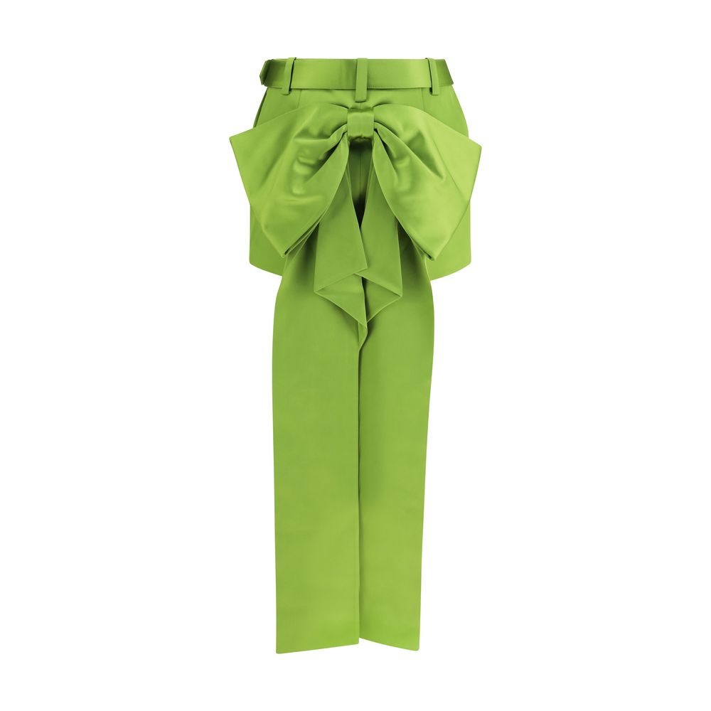 Self-Portrait Satin Big Bow Mini Skort - Green