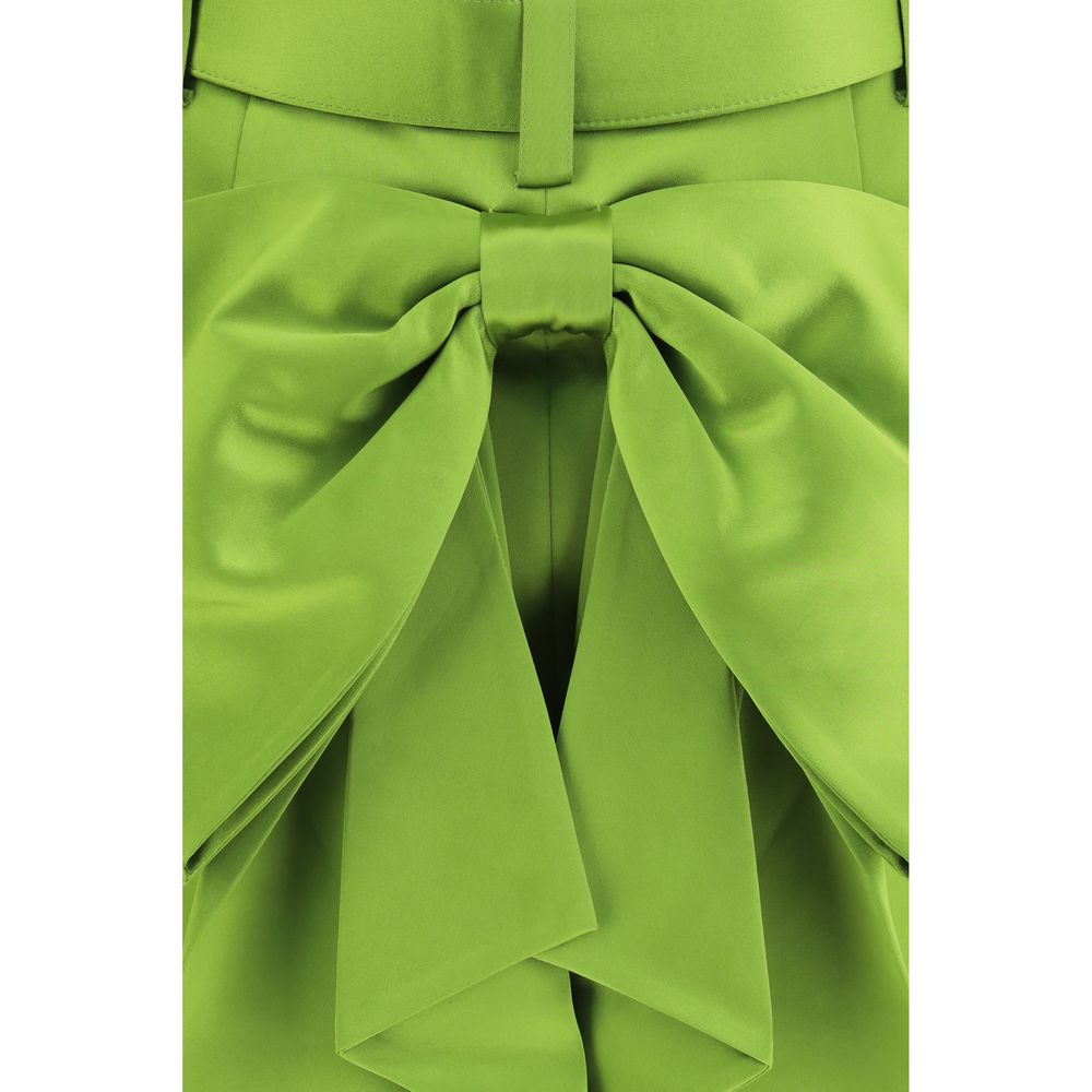 Self-Portrait Satin Big Bow Mini Skort - Green