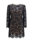 Self-Portrait Lace Jewel Neck Mini Dress - Black