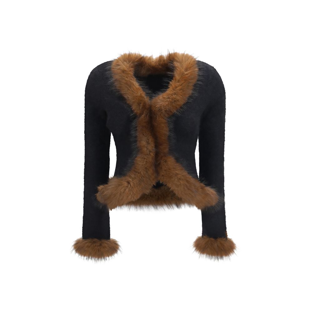 Self-Portrait Alpaca Blend Faux Fur Cardigan - Blue