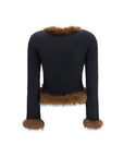 Self-Portrait Alpaca Blend Faux Fur Cardigan - Deep Blue