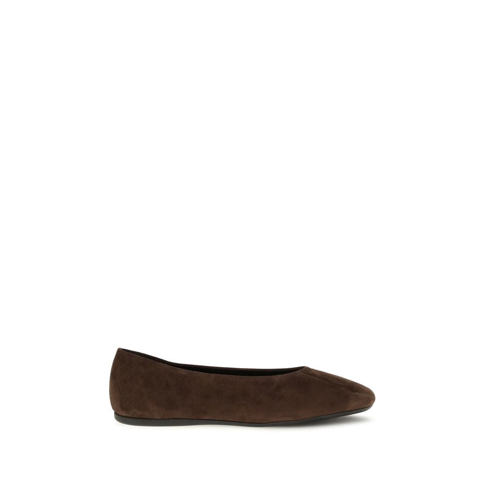 Prada Leather Suede Ballerina Flats - Brown